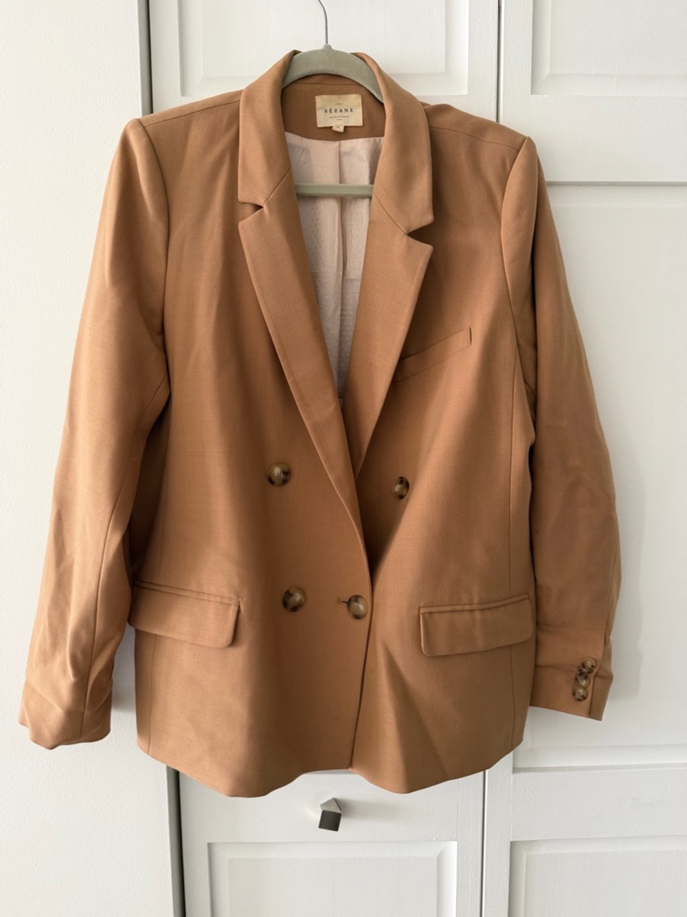 Sézane Paris Christie Blazer in Camel | Wool Blend | Size 46 / US 14